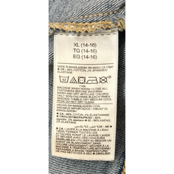 Old Navy Kids Denim Jacket XL 14-16 Classic Blue Jean Trucker Style Stretch - Picture 8 of 8